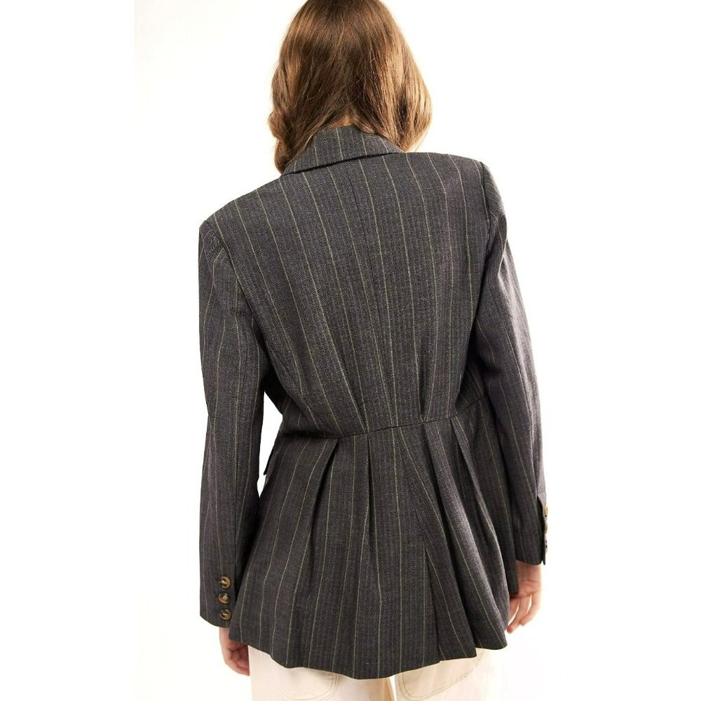 Free People Charcoal Pinstripe Blazer - Picture 2 of 5